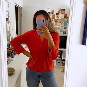 Vintage Croft & Barrow Burnt Orange Cardigan with Collar